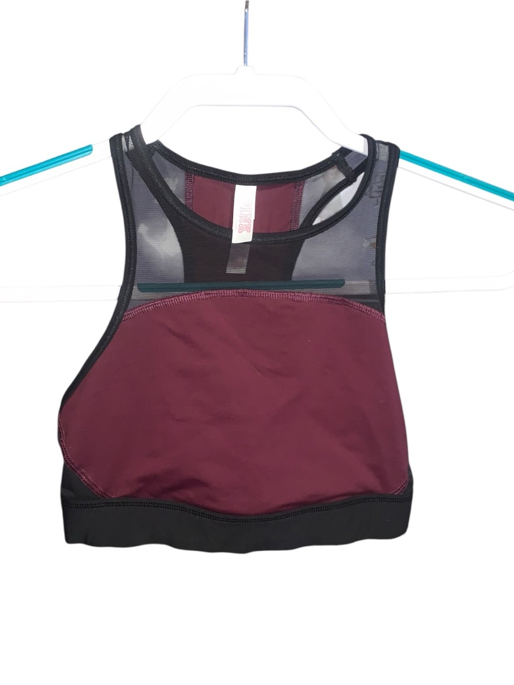 Victoria’s Secret Pink XS Maroon Mesh Sports Bra Pink Crop